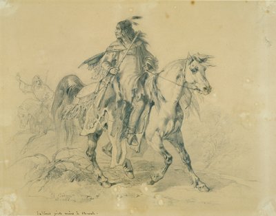 Guerrero Blackfeet a caballo, c.1833-43 de Karl Bodmer